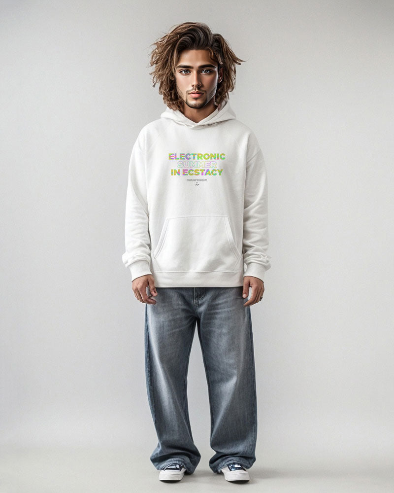 Electronic Summer Festival Fleece Hoodie White