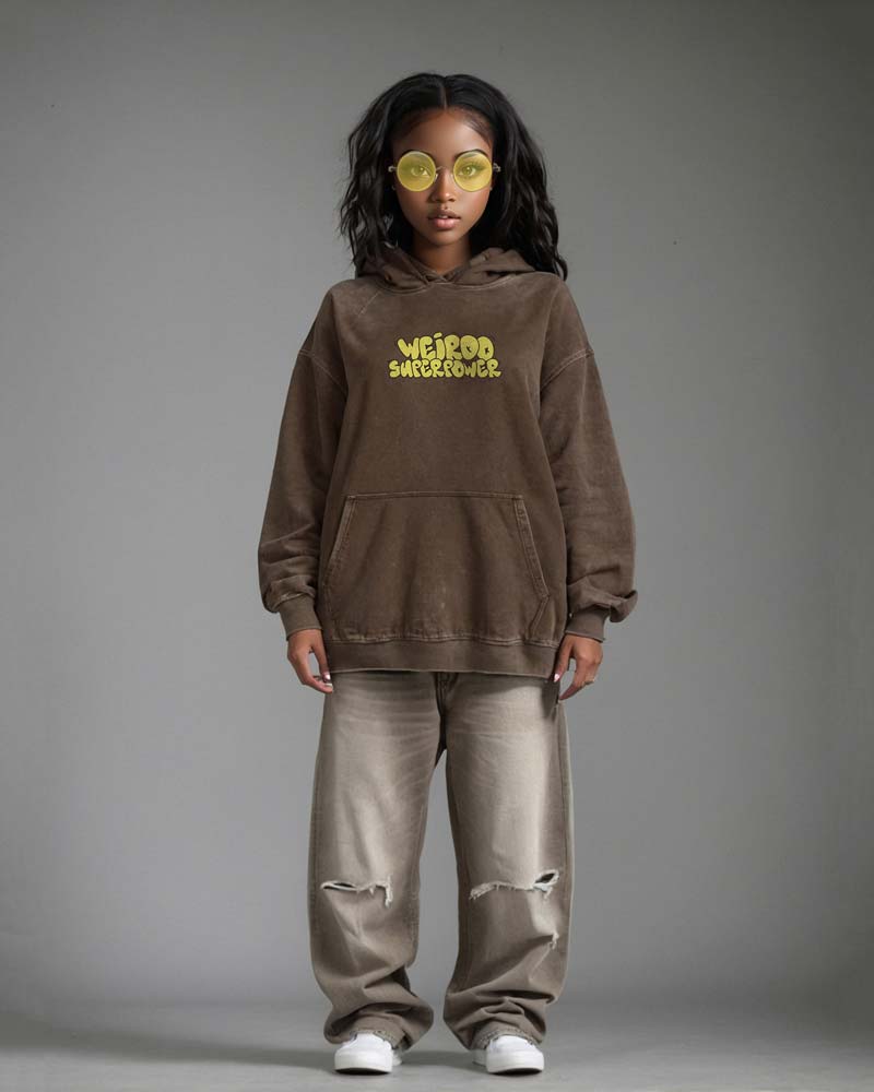 Weirdo Superpower Hoodie Brown