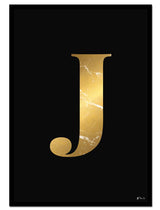 J – Golden Marble Letter