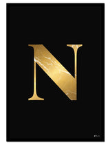 N – Golden Marble Letter