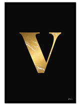 V – Golden Marble Letter