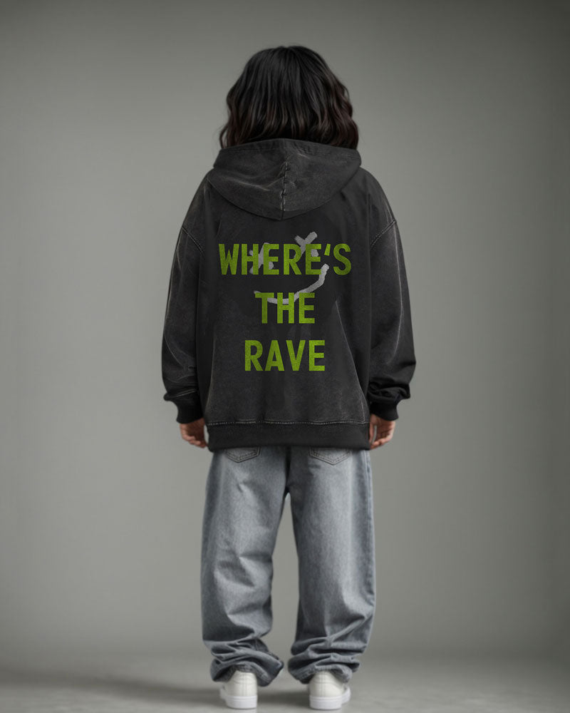 Where's The Rave Hoodie Faded Black