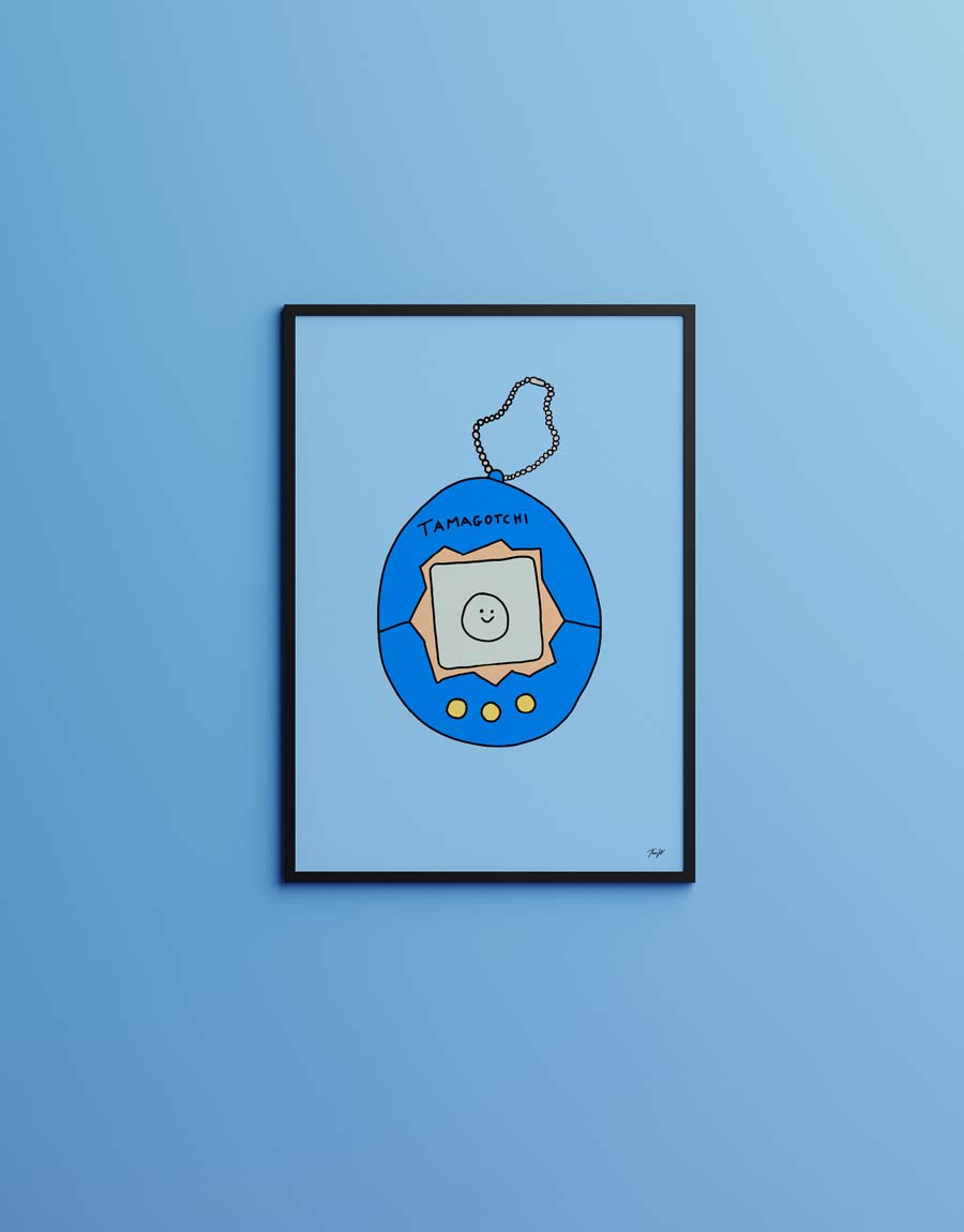 "My Blue Tamagotchi" av Thea W. | Limited Edition Kunstplakat | People of Tomorrow